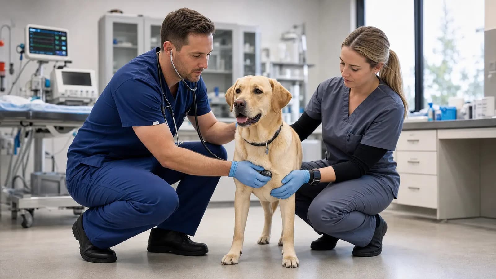 AI-generated illustrative veterinary care scene