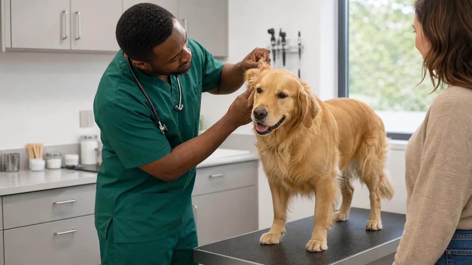 AI-generated illustrative veterinary care scene
