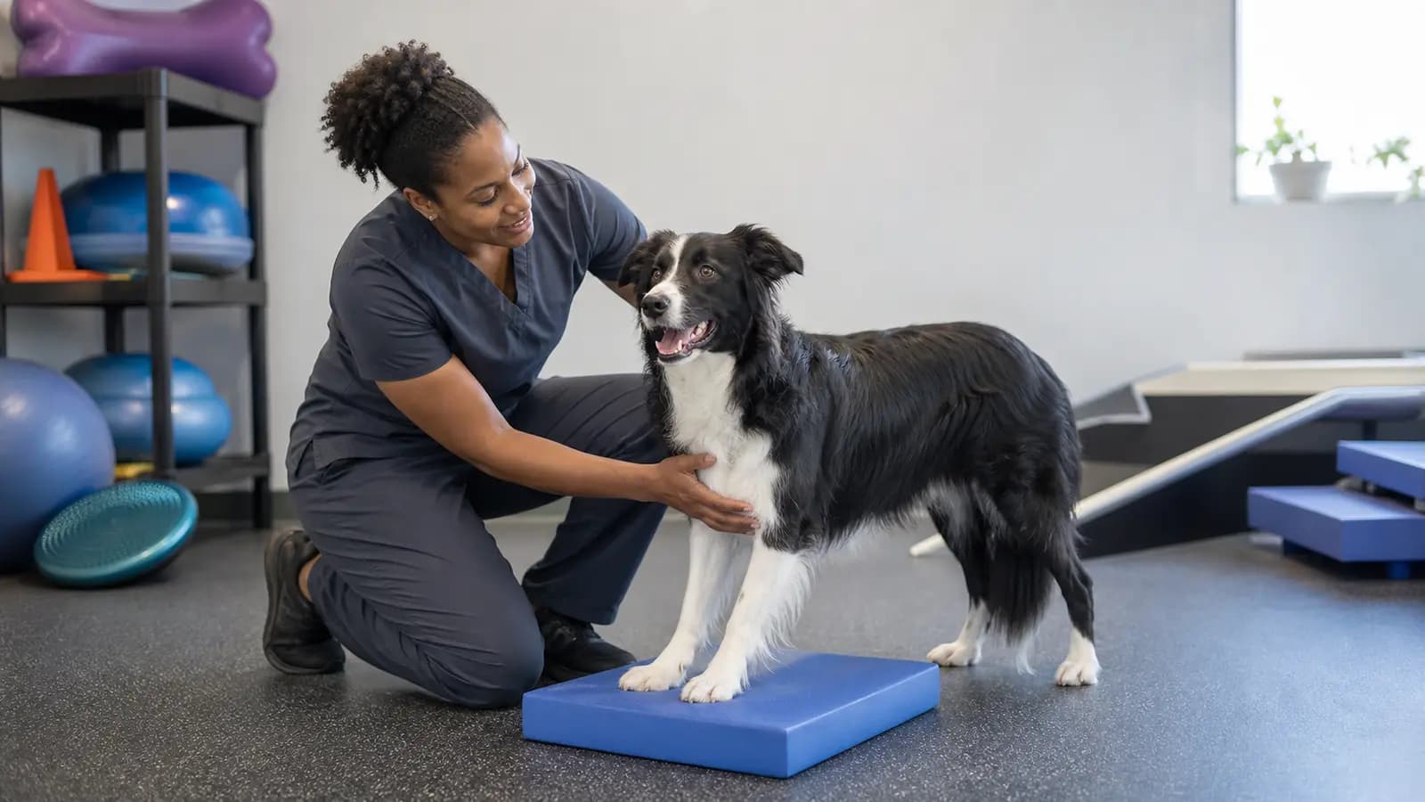 Illustrative veterinary care scene — not a photo of VEG Upper East Side — 24 Hour Emergency Vet